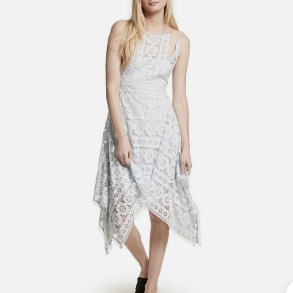 Free People Just Like Honey Sky Blue Lace Dress Sz 4